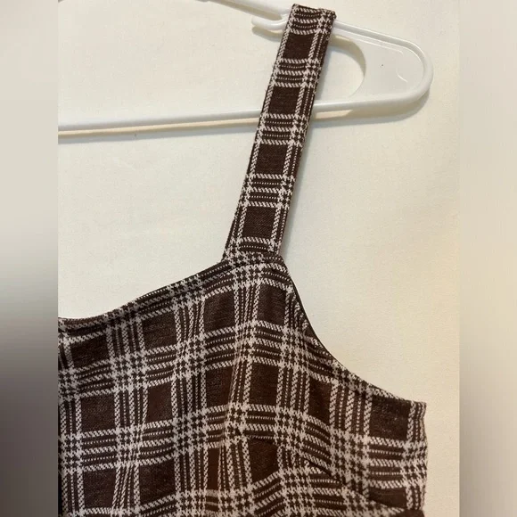 Altar’d State Brown Plaid Mini Dress‎ Size Large - Picture 4 of 8